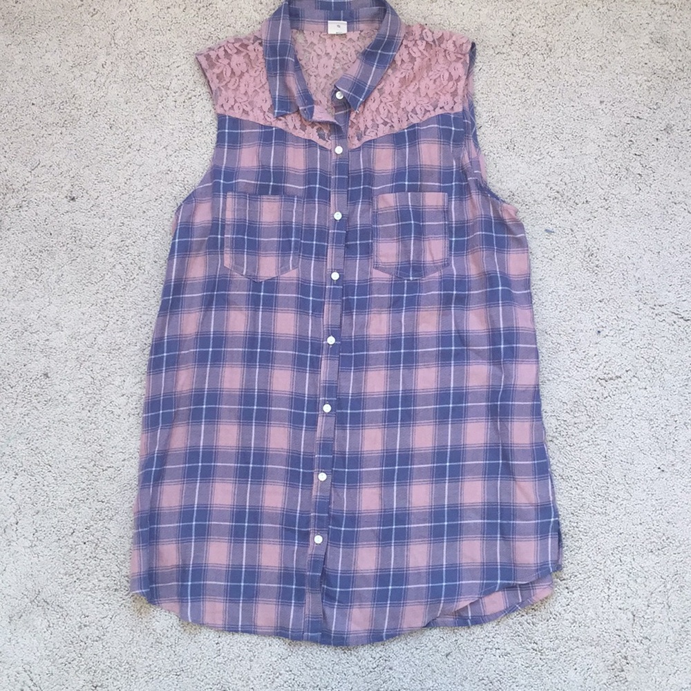 Plaid with Lace Top